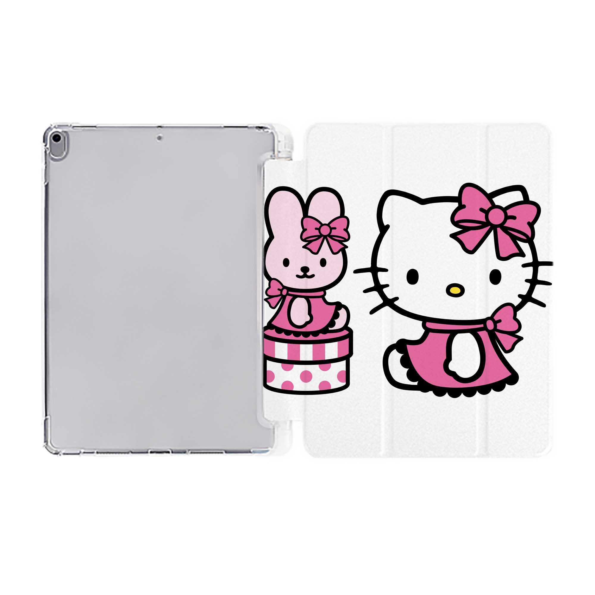 （画像用） Hello Kitty ハローキティ IPad ケース ペン収納付き 三つ折りスタンド PUレザー×シリコン 対応機種9.5/10.5/10.9インチ